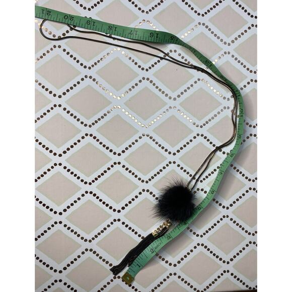 SHIRALEAH New Mink Fur Black Brass Fringe Boho Lulu Statement Necklace NWT - Picture 5 of 7